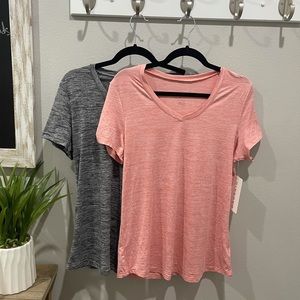 2 Pack Heathered V-Neck Danskin Workout Shirts